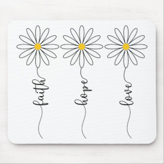 Faith Hope Liebe Daisies Mousepad