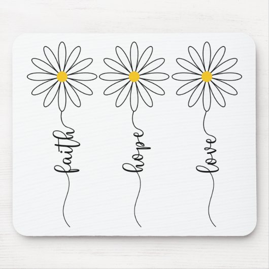 Faith Hope Liebe Daisies Mousepad (Vorne)
