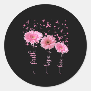 Faith Hope Liebe Daisy Pink Ribbon Brustkrebs Aw Runder Aufkleber