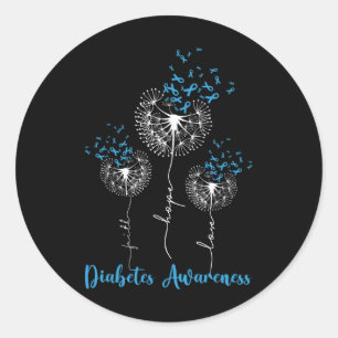 Faith Hope Liebe Dandelion Blume Diabetes Awarenes Runder Aufkleber