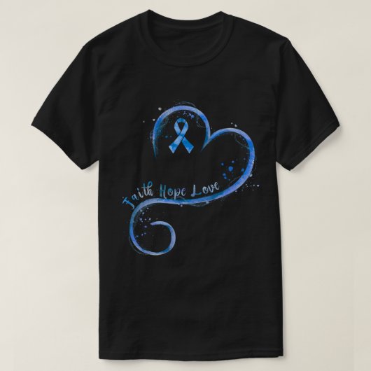 Faith Hope Liebe Dark Blue Ribbon Colon Cancer Awa T-Shirt (Design vorne)
