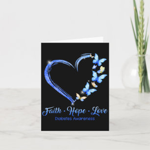 Faith Hope Liebe Diabetes Awareness Blue Butterfly Karte