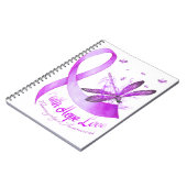 Faith Hope Liebe Dragonfly Lila Ribbon Fibromyalg Notizblock (Linke Seite)