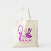 Faith Hope Liebe Dragonfly Lila Ribbon Fibromyalg Tragetasche (Vorne)