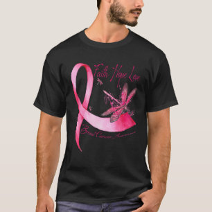 Faith Hope Liebe Dragonfly Pink Ribbon Brust Cance T-Shirt