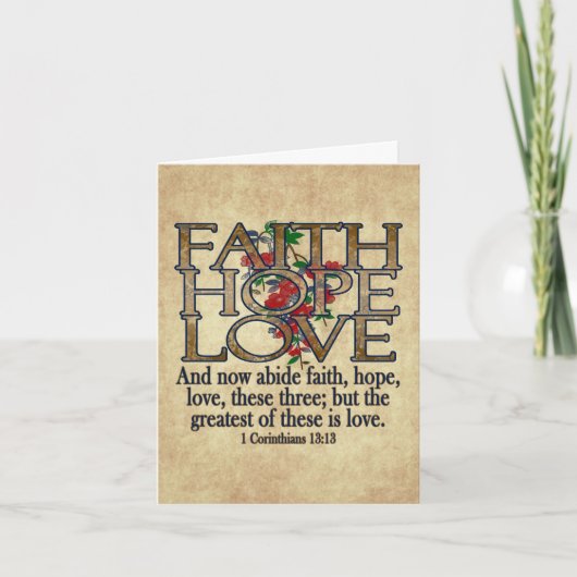 Faith Hope Liebe Elegant Bible Scripting Christlic Karte (Vorderseite)