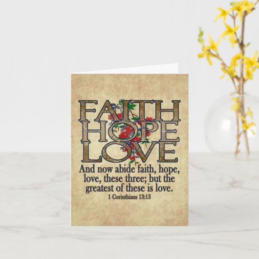 Faith Hope Liebe Elegant Bible Scripting Christlic Karte (Gelbe Blume)