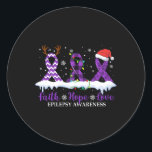 Faith Hope Liebe Epilepsy Awareness Christmas Ribb Runder Aufkleber<br><div class="desc">Faith Hope Liebe Epilepsy Awareness Weihnachtsband</div>