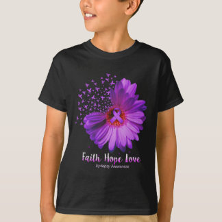 Faith Hope Liebe Epilepsy Bewusstsein Sonnenblume T-Shirt