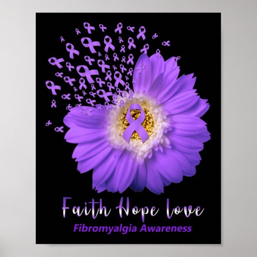 Faith Hope Liebe Fibromyalgie Bewusstsein Lila Rib Poster (Vorne)