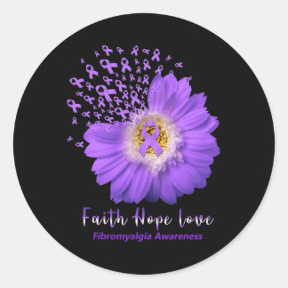 Faith Hope Liebe Fibromyalgie Bewusstsein Lila Rib Runder Aufkleber