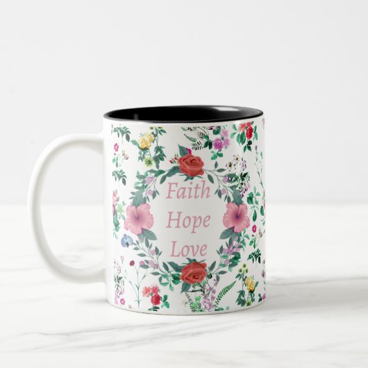 Faith Hope Liebe | Floral Zweifarbige Tasse (Links)