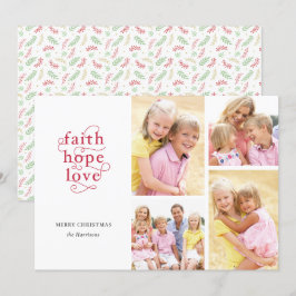 Faith Hope Liebe Foto Collage Familienweihnachtsfe Feiertagskarte