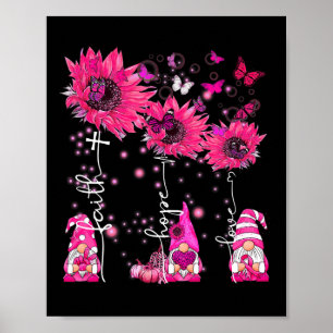 Faith Hope Liebe Gnome Ribbon Breast Cancer Awaren Poster