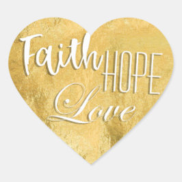 Faith Hope Liebe Gold Foil Herz-Aufkleber