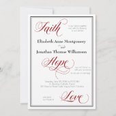 Faith Hope Liebe Graceful Script Wedding Einladung (Vorderseite)