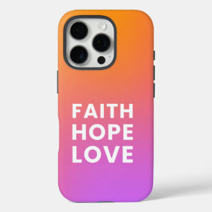 Faith Hope Liebe Gradient Color Orange Lila iPhone 16 Pro Hülle