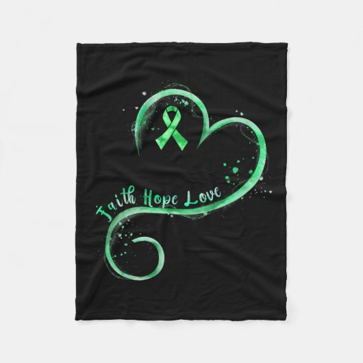 Faith Hope Liebe Green Ribbon Kidney Disease Aware Fleecedecke (Vorderseite)