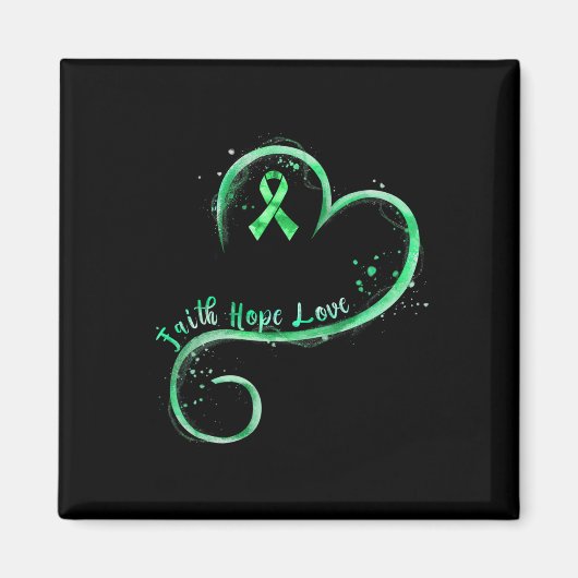 Faith Hope Liebe Green Ribbon Kidney Disease Aware Magnet (Vorne)