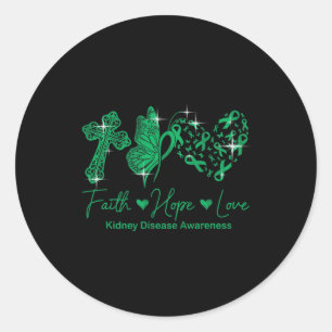 Faith Hope Liebe Green Ribbon Kidney Disease Aware Runder Aufkleber