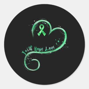 Faith Hope Liebe Green Ribbon Kidney Disease Aware Runder Aufkleber