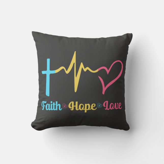 Faith Hope Liebe Hearts Kissen (Vorderseite)