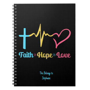 Faith Hope Liebe Hearts Notizblock