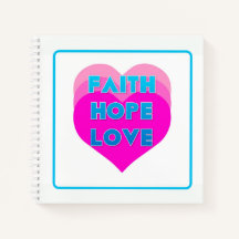 Faith Hope Liebe Hearts Spiral Notebook