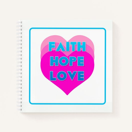 Faith Hope Liebe Hearts Spiral Notebook Notizblock (Vorderseite)