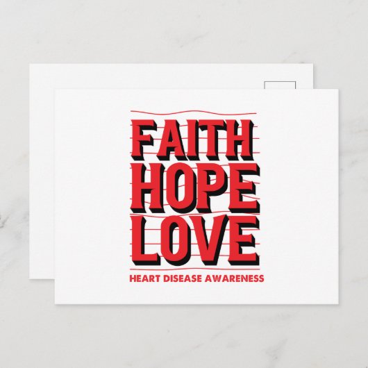 Faith Hope Liebe Herzerkrankungen Bewusstsein Postkarte (Vorne/Hinten)