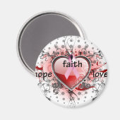 Faith Hope Liebe Herzkrebs Bewusstsein rosa Band Magnet (Vorderseite/Rückseite)