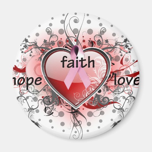 Faith Hope Liebe Herzkrebs Bewusstsein rosa Band Magnet (Vorne)