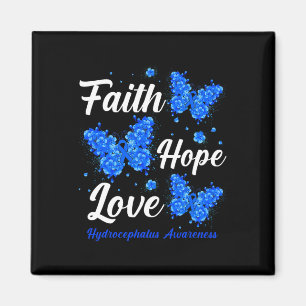 Faith Hope Liebe Hydrocephalus Awareness Butterfly Magnet