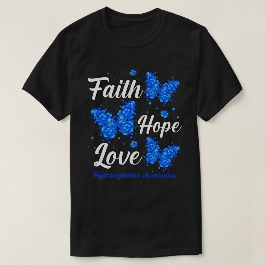 Faith Hope Liebe Hydrocephalus Awareness Butterfly T-Shirt (Design vorne)
