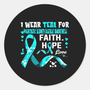 Faith Hope Liebe ich trage Aquamarin für polyzysti Runder Aufkleber