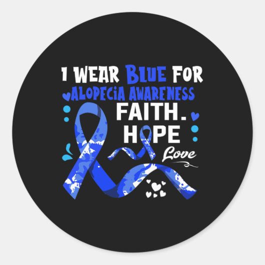 Faith Hope Liebe Ich trage Blau für Alopezie Bewus Runder Aufkleber (Vorderseite)