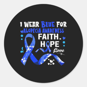 Faith Hope Liebe Ich trage Blau für Alopezie Bewus Runder Aufkleber