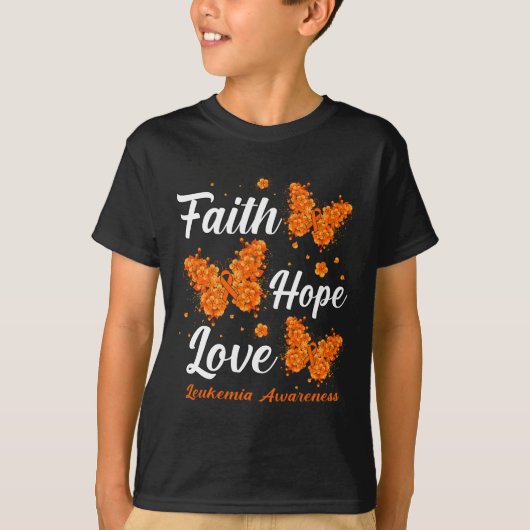 Faith Hope Liebe Leukemia Awareness Butterfly T-Shirt (Vorderseite)