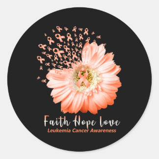 Faith Hope Liebe Leukemia Awareness Orange Ribbon Runder Aufkleber