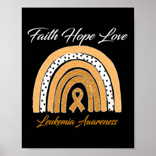 Faith Hope Liebe Leukemia Awareness Ribbon Orange  Poster