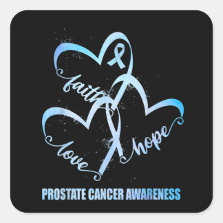 Faith Hope Liebe Light Blue Ribbon Prostatakrebs Quadratischer Aufkleber
