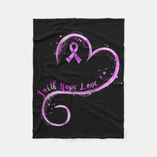 Faith Hope Liebe Lila Ribbon Überdosierung Bewusst Fleecedecke