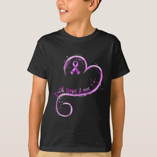 Faith Hope Liebe Lila Ribbon Überdosierung Bewusst T-Shirt (Vorderseite)