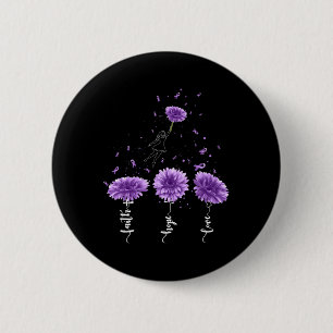 Faith Hope Liebe Lila Sonnenblumen Überdosierung Button
