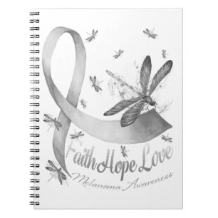 Faith Hope Liebe Melanoma Awareness Dragonfly Notizblock