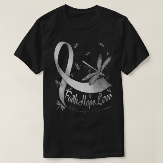 Faith Hope Liebe Melanoma Awareness Dragonfly T-Shirt (Design vorne)