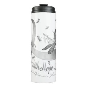 Faith Hope Liebe Melanoma Awareness Dragonfly Thermosbecher