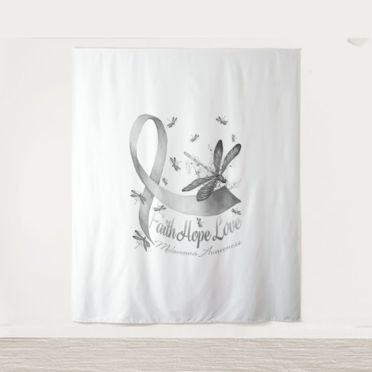 Faith Hope Liebe Melanoma Awareness Dragonfly Wandteppich (Vorderseite)