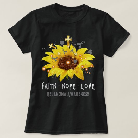 Faith Hope Liebe Melanoma Awareness Support Melano T-Shirt (Design vorne)