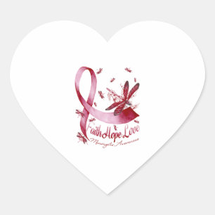Faith Hope Liebe Meningitis Bewusstseinsdragonfly Herz-Aufkleber